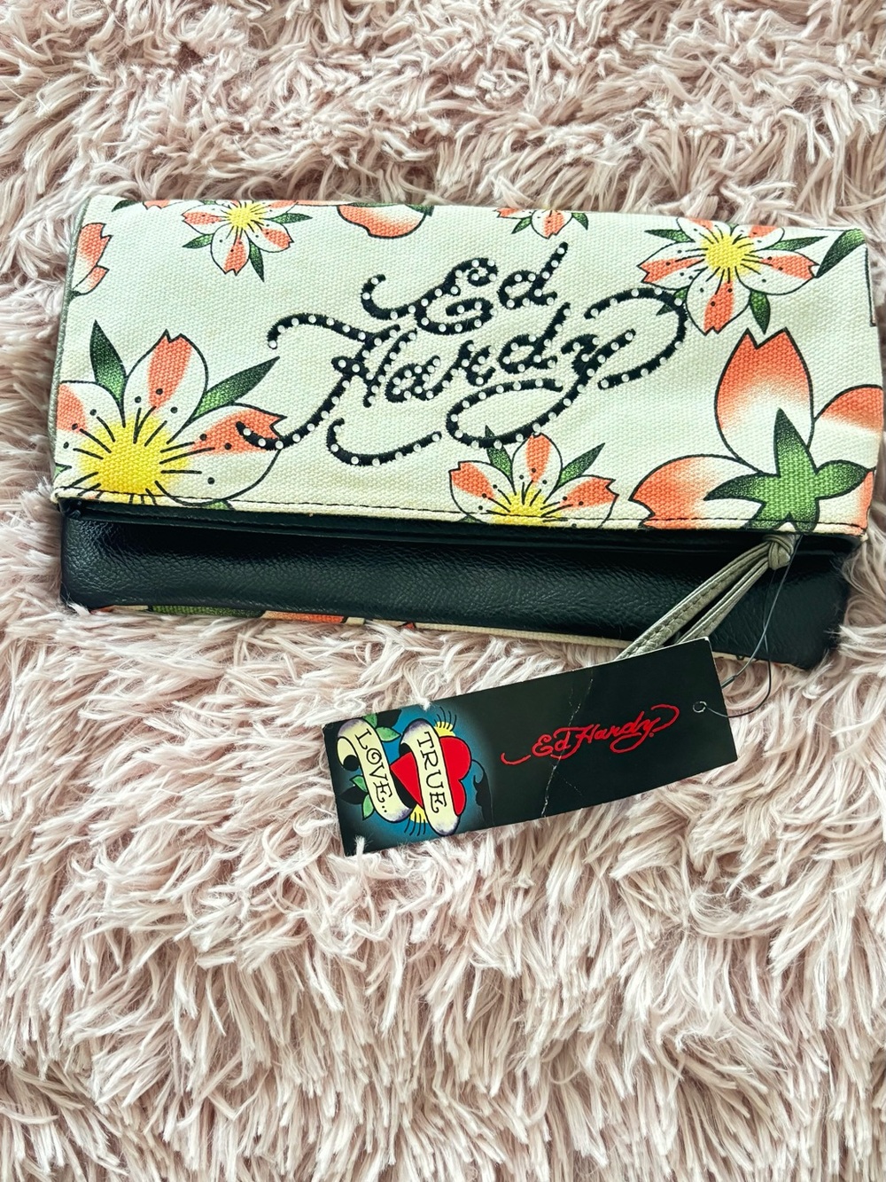 ED Hardy vintage 2012 floral clutch. New old stock tags